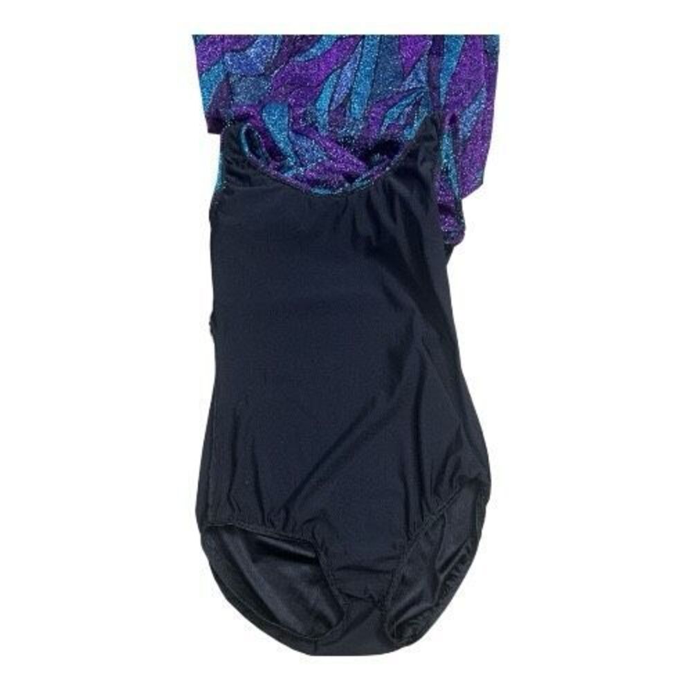 Women Unitard Maxi Dress Size S Ballroom Leotard Split Dress Purple Glitter - Picture 6 of 11